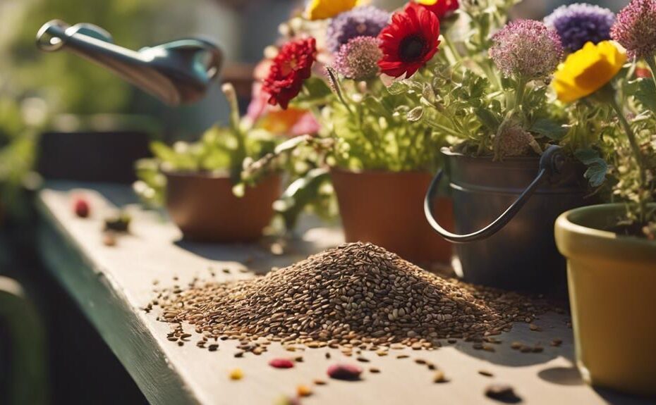 balcony garden with flower seeds